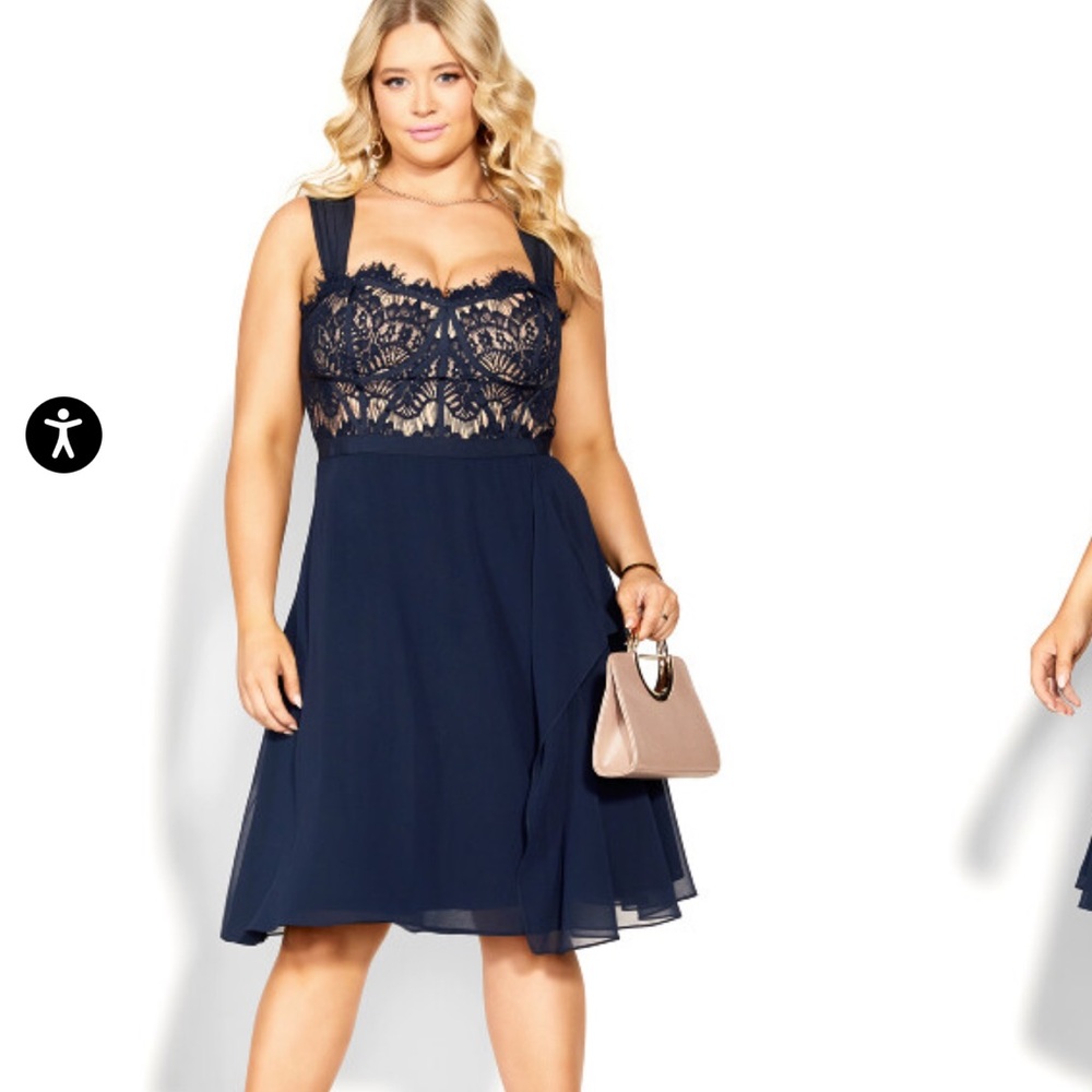 City Chic Sapphire Lace Fit and Flare Midi Dress 18